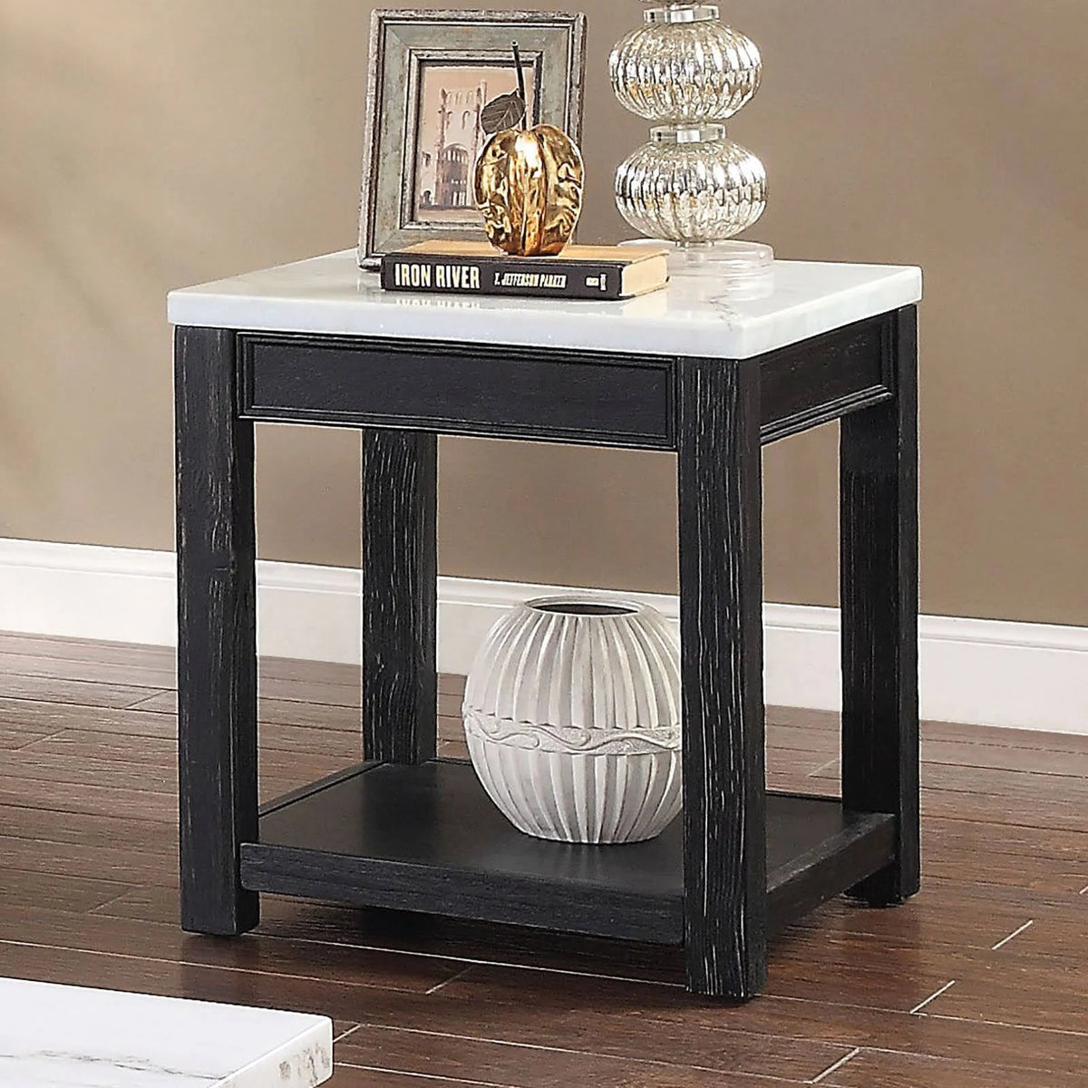 White Black End Table Y49373