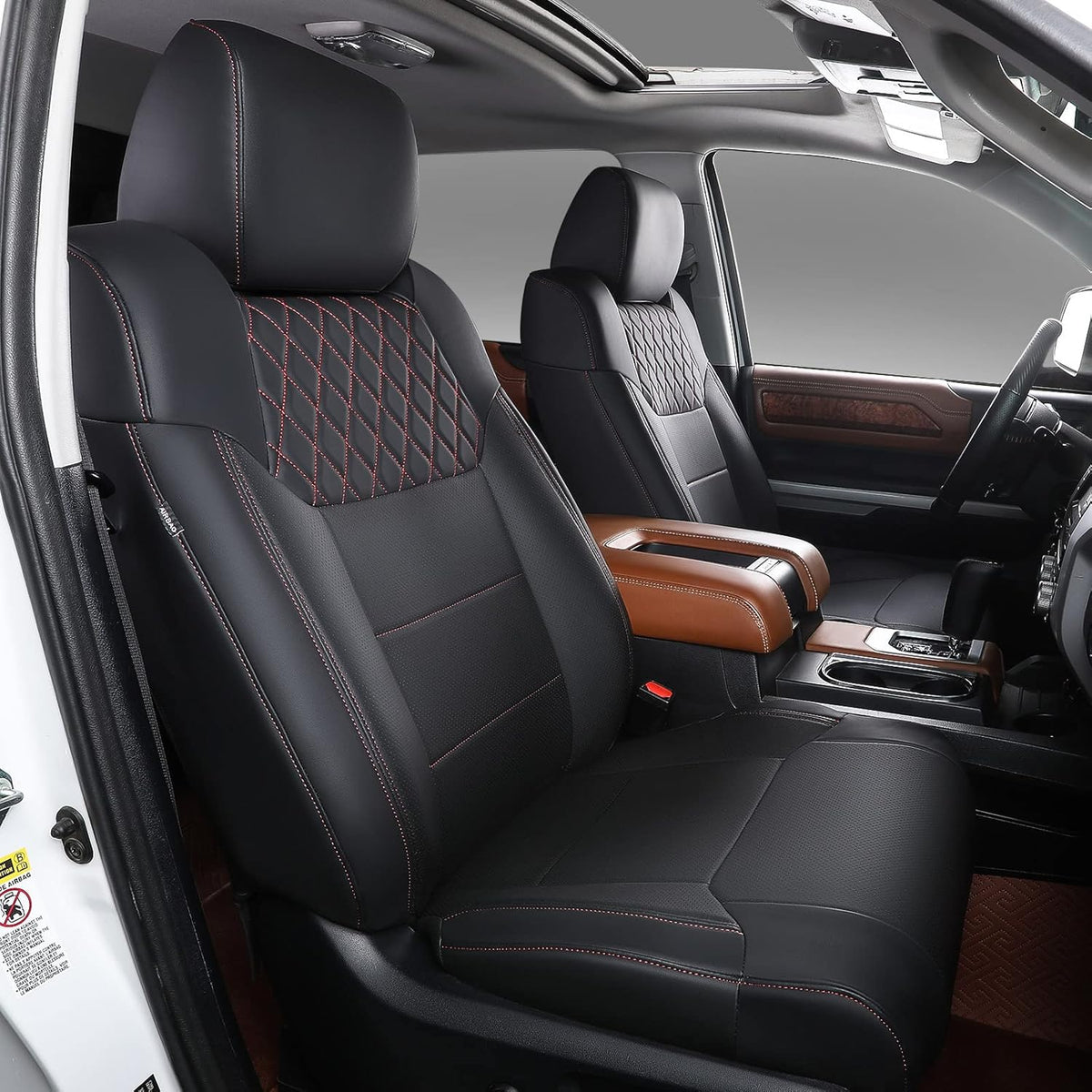 Black Red Full Set Car Seat Covers J8123