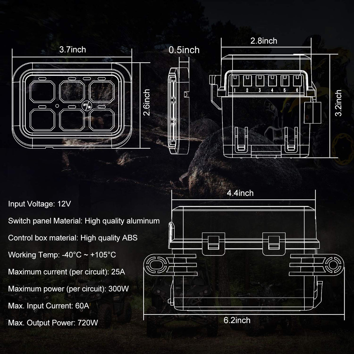 6 Gang Switch Panel with Harness Label Sticker X593695