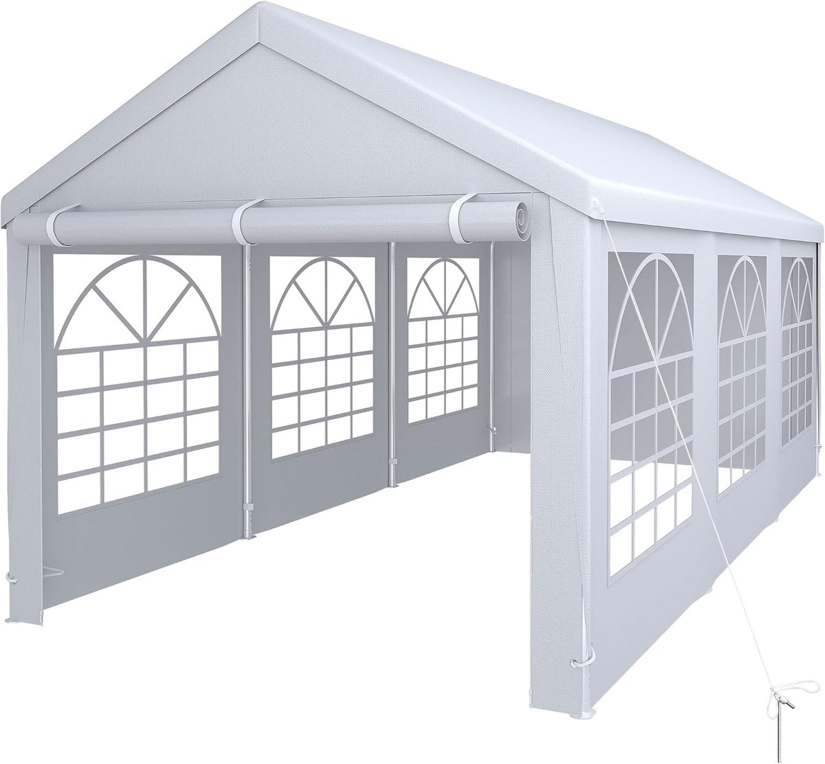 20' x 40' Heavy Duty Gazebo with Removable Sidewall Windows, White G1791