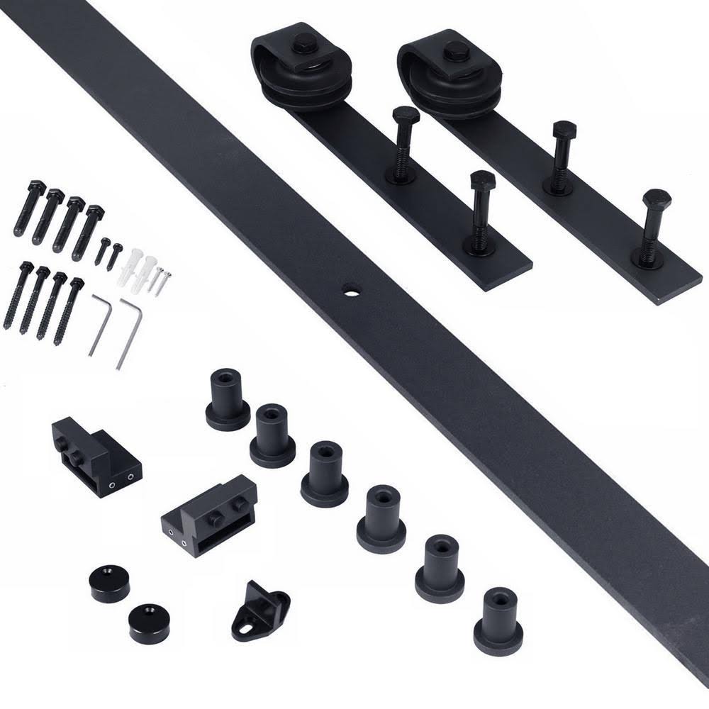 30 in. x 84 in. Charcoal Black Knotty Pine Wood Interior Sliding Barn Door O3019