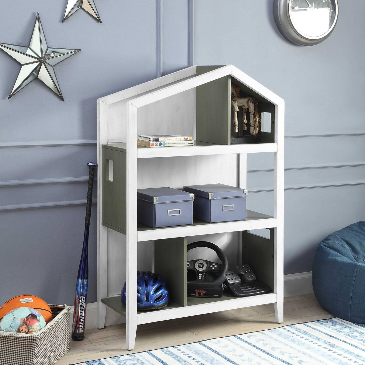 White Pink Wood Bookcase H8590