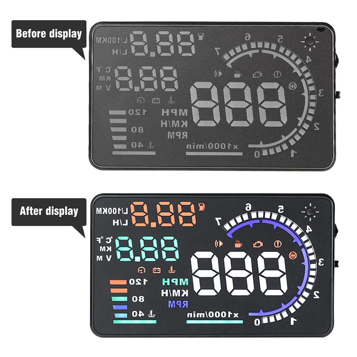 5.5 inches Multi Color Car HUD Windshield Screen Display M31054