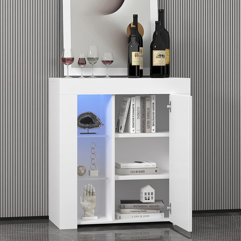 Black High Gloss Sideboard Buffet with Storage Cabinet & LED Lights K228898