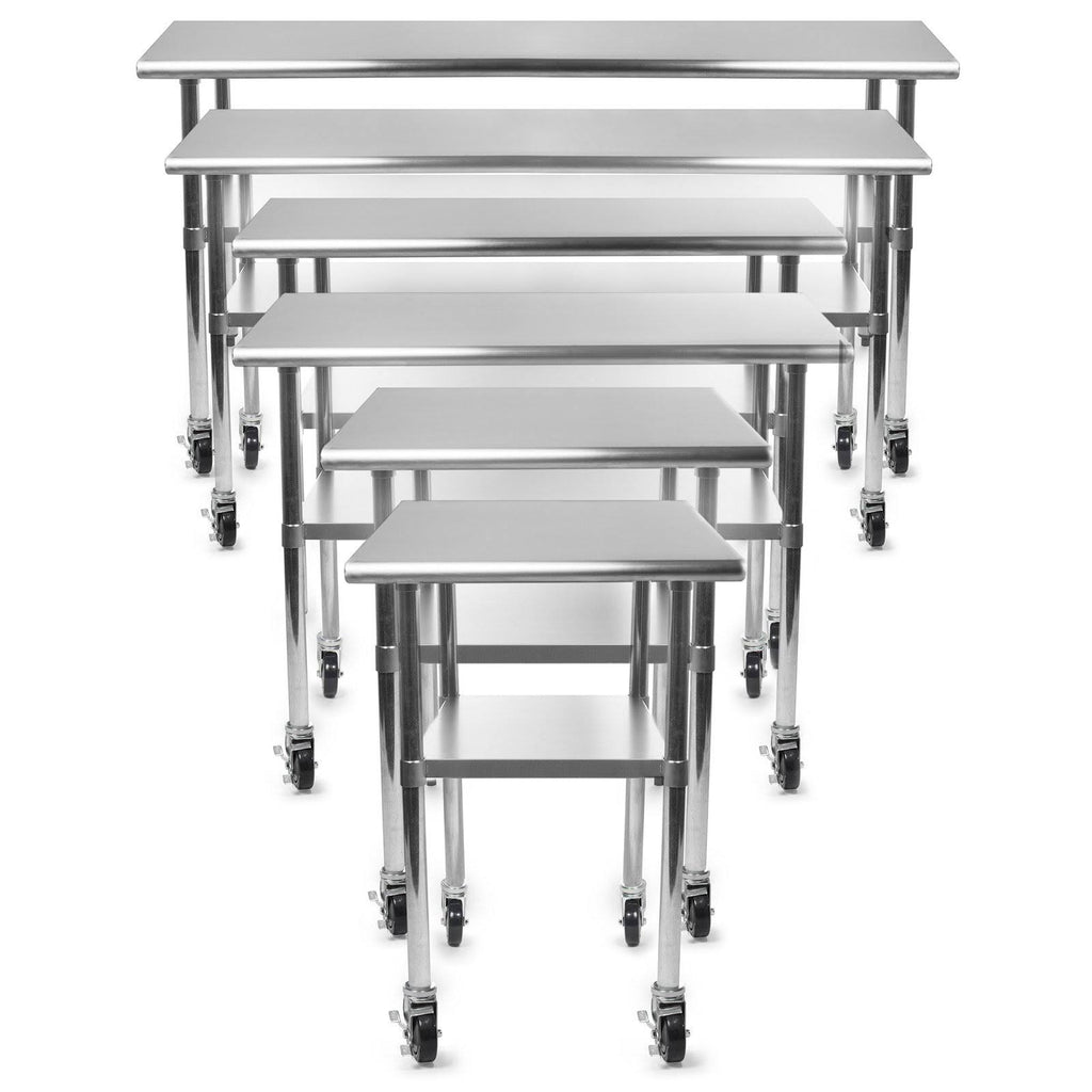 36 in. x 24 in. Stainless Steel Kitchen Prep & Work Table with 4 Casters M6674
