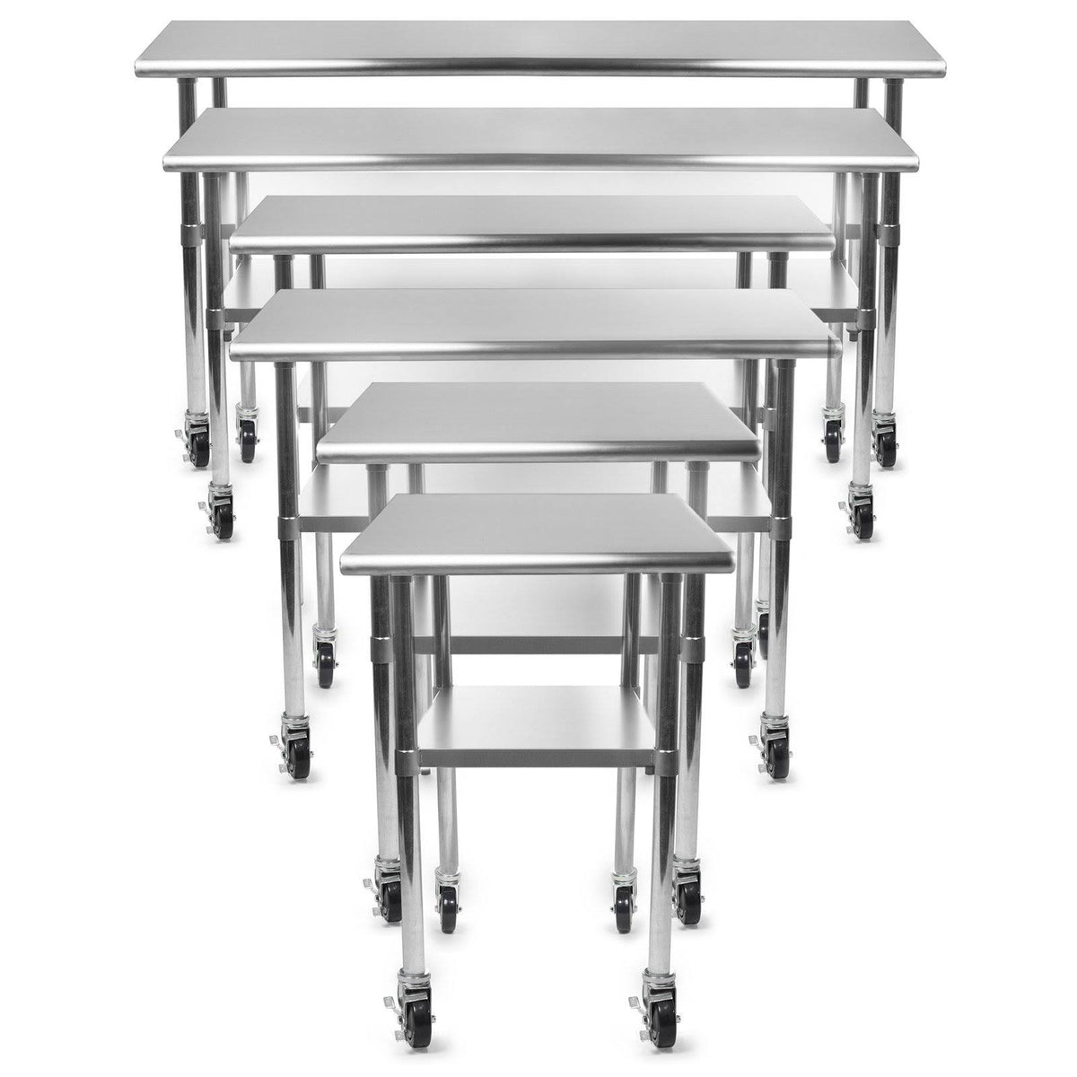 36 in. x 24 in. Stainless Steel Kitchen Prep & Work Table with 4 Casters M6674