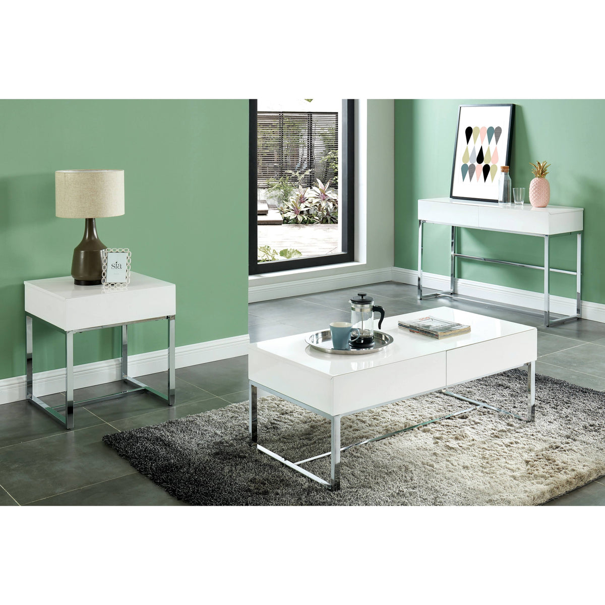 White Wood Rectangle End Table G517