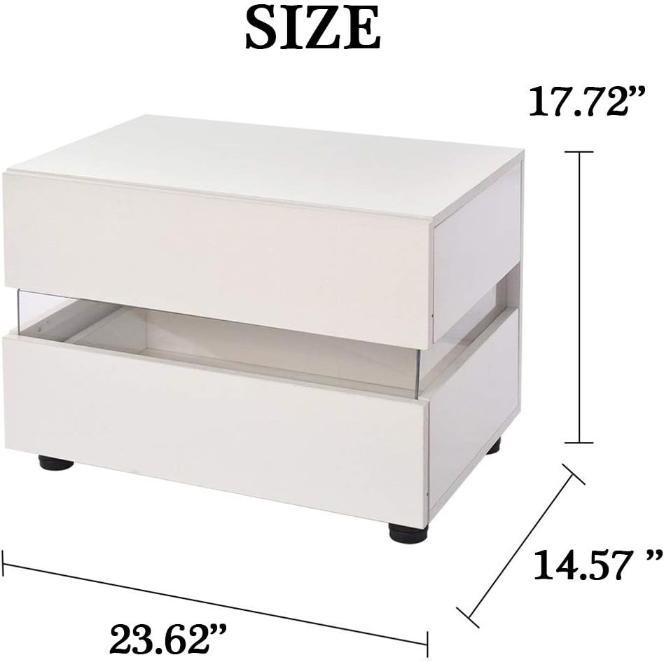 White 2 Drawer High Gloss Nightstand N594956