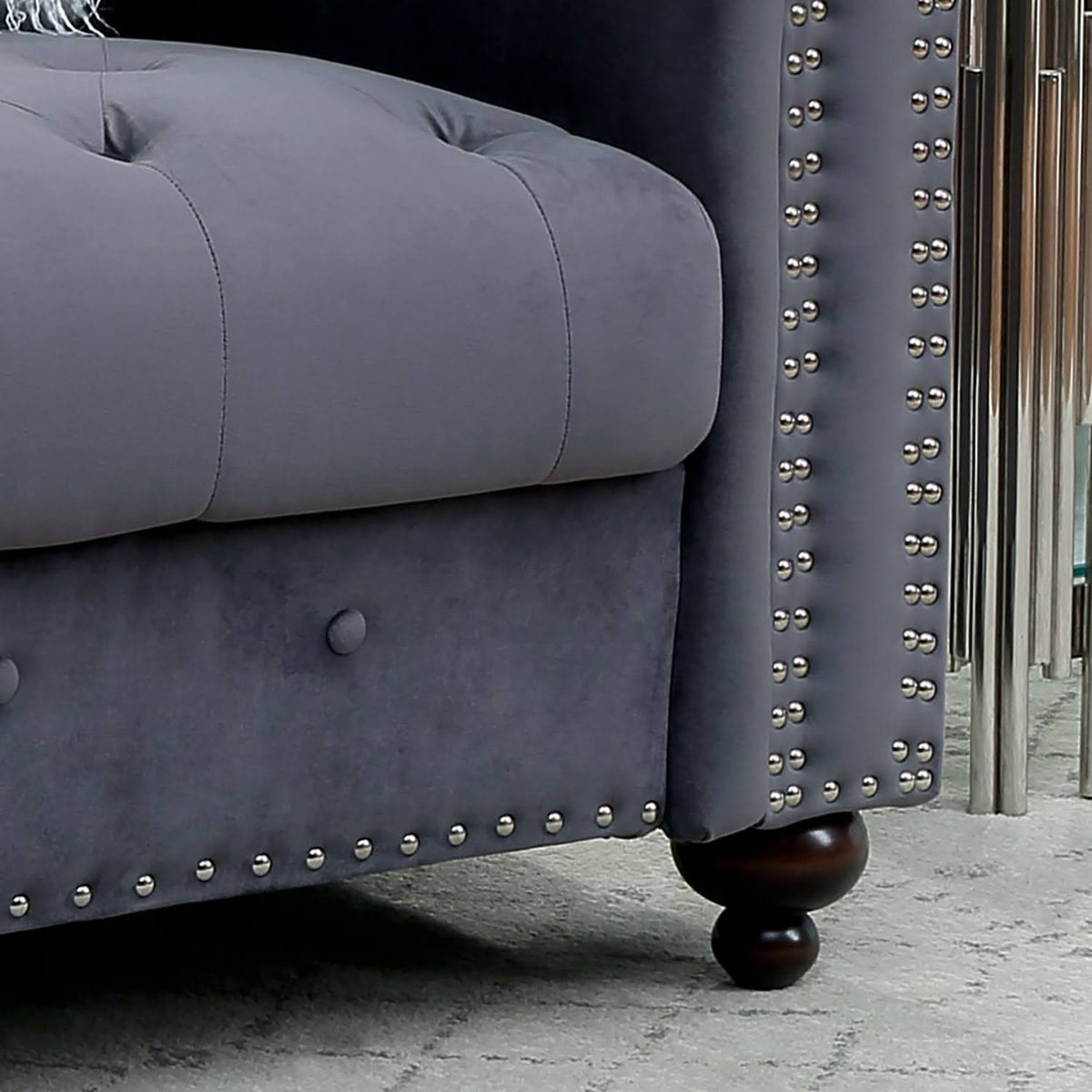 Grey Fabric Tufted Chair E527
