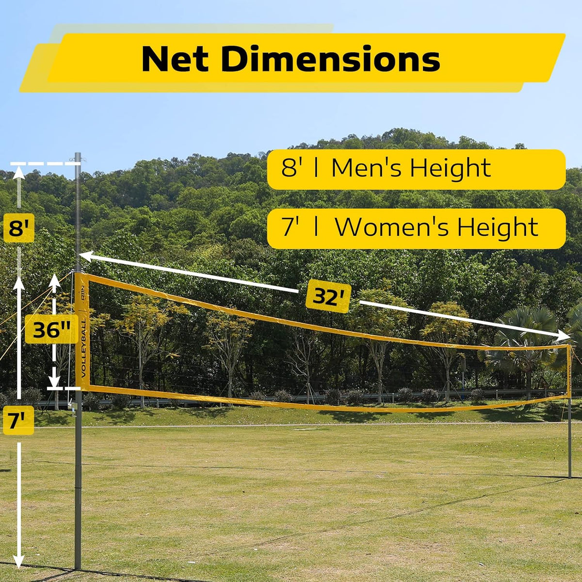 Outdoor Volleyball Set with Anti-Sag Net, Volleyball, Air Pump, Boundary Markers, and Carrying Bag O930
