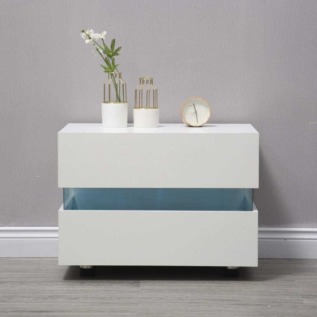 White 2 Drawer High Gloss Nightstand N594956