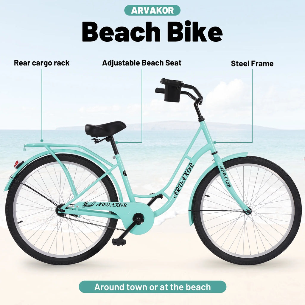 Green Carbon Steel Beach Cruiser Bike U862092