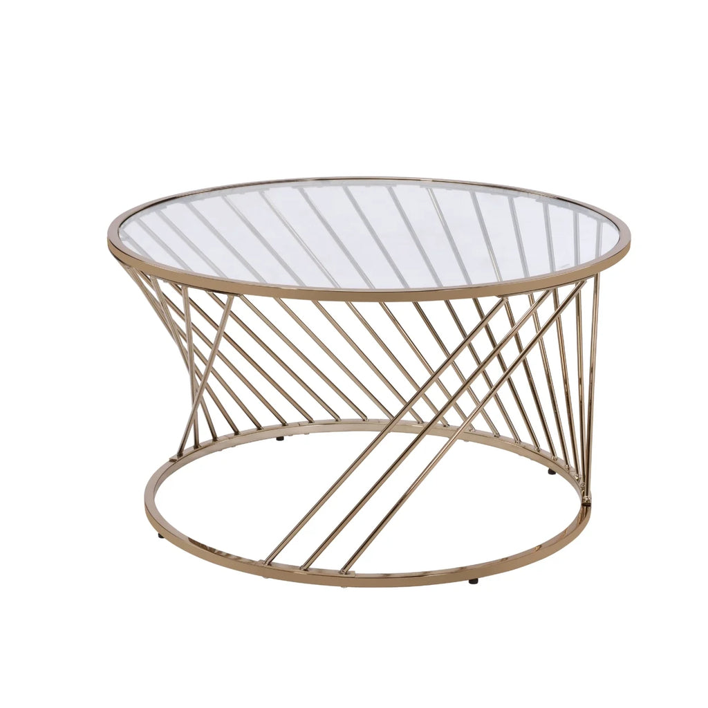 Contemporary Coffee Table with Metal Base and Glass Top M53609