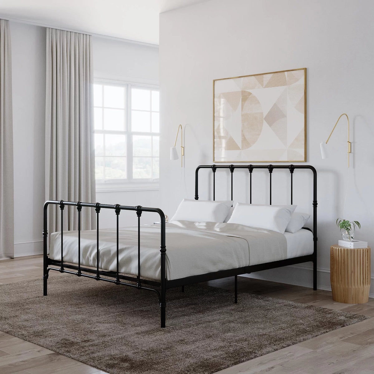 King Gray Metal Bed Z663