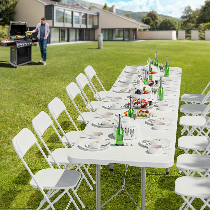 6FT Folding Picnic Table Portable Plastic with Carrying Handle Q7474