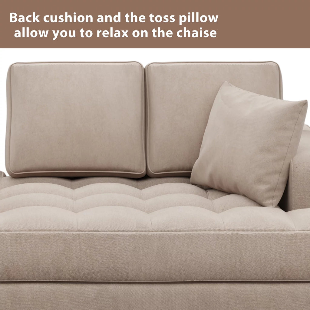Warm Grey Tufted Chaise Lounge with Toss Pillow N760830