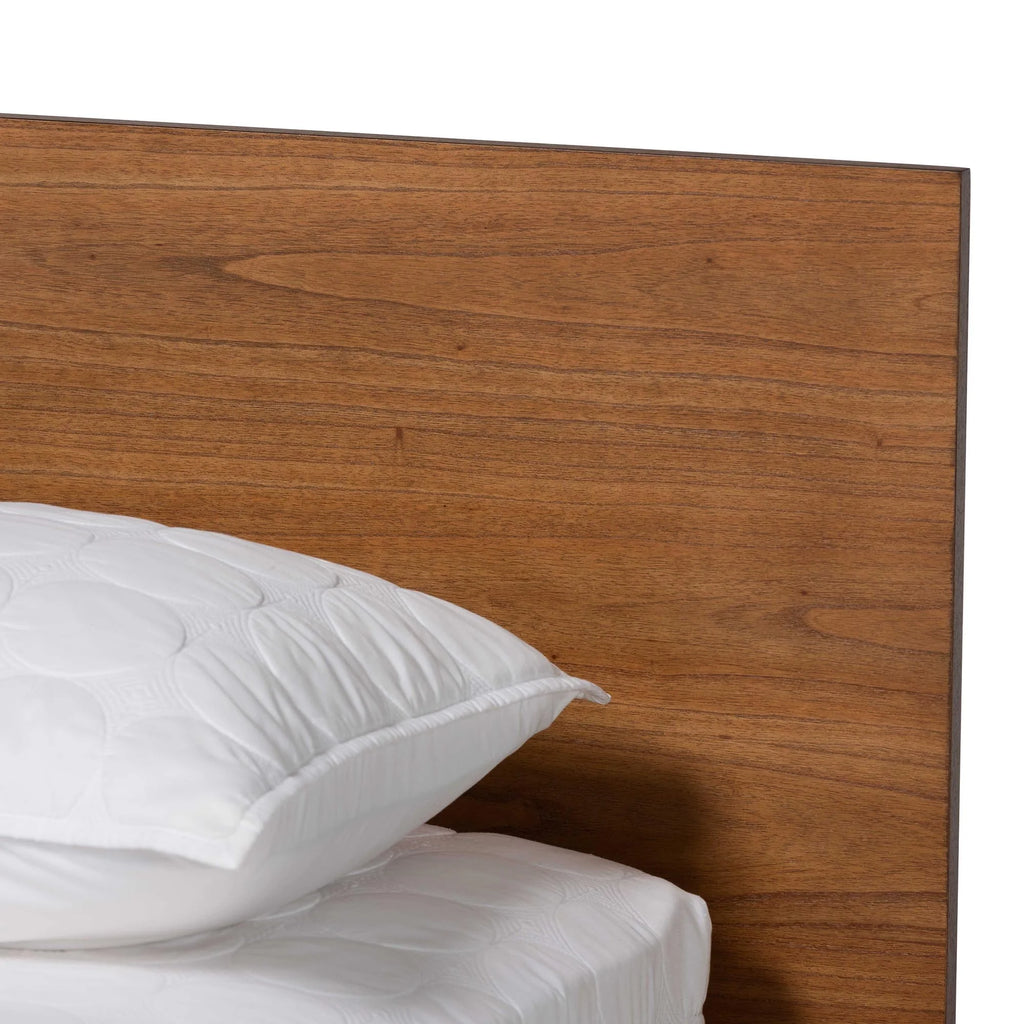 King Size Walnut Brown Wood Platform Bed H7557