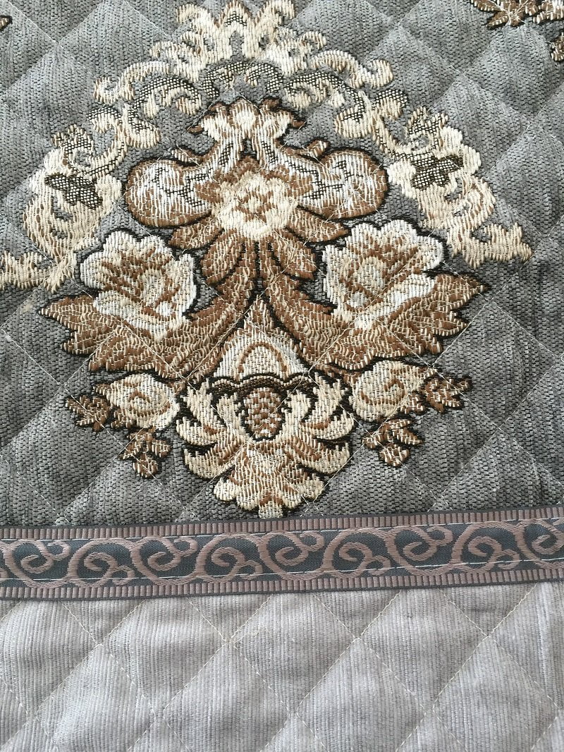 Chenille Quilted Sectional Sofa Slipcover 1pc 35x94" Grey G2894