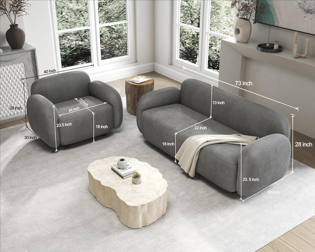 Boucle Sofa 3 Piece Set Grey T31713