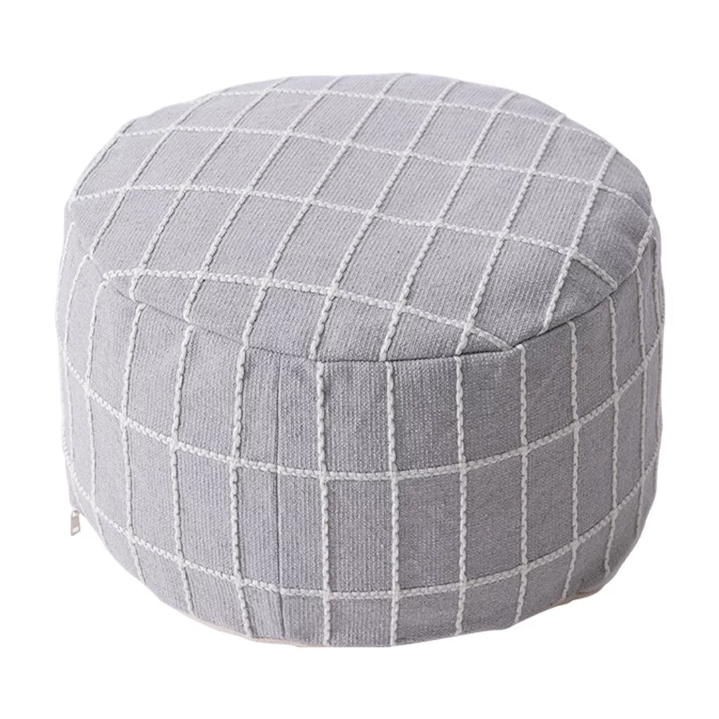 Gray Ottoman Pouffe Cover Foot Stool Cubes M5465