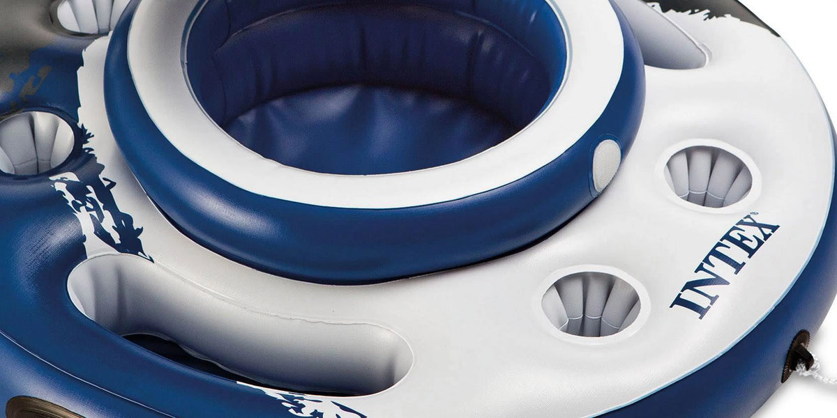 Inflatable 2 Person Pool Tube Float & Beverage Cooler Holder Q26234