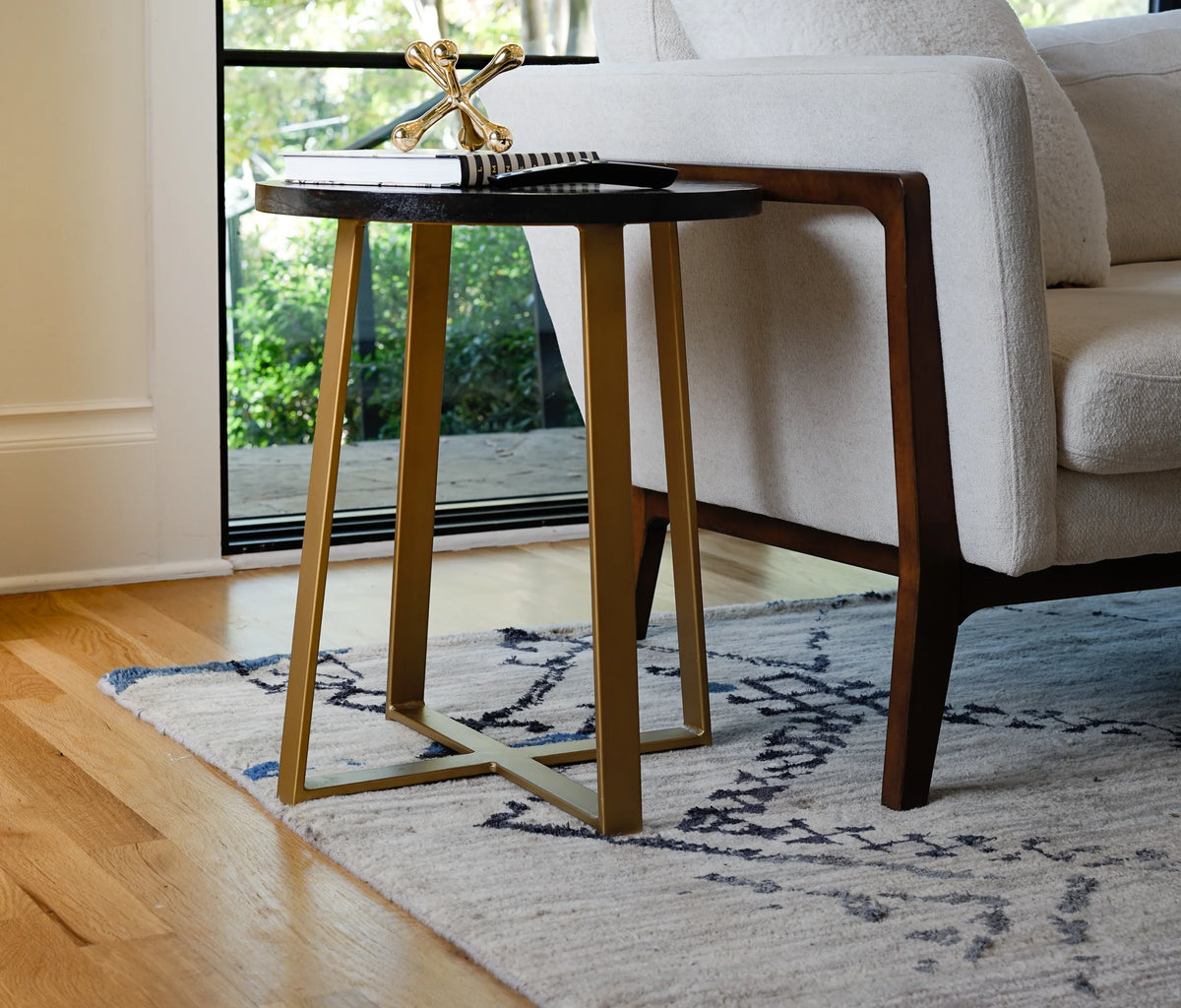 Black Wood Round Side Table D379806