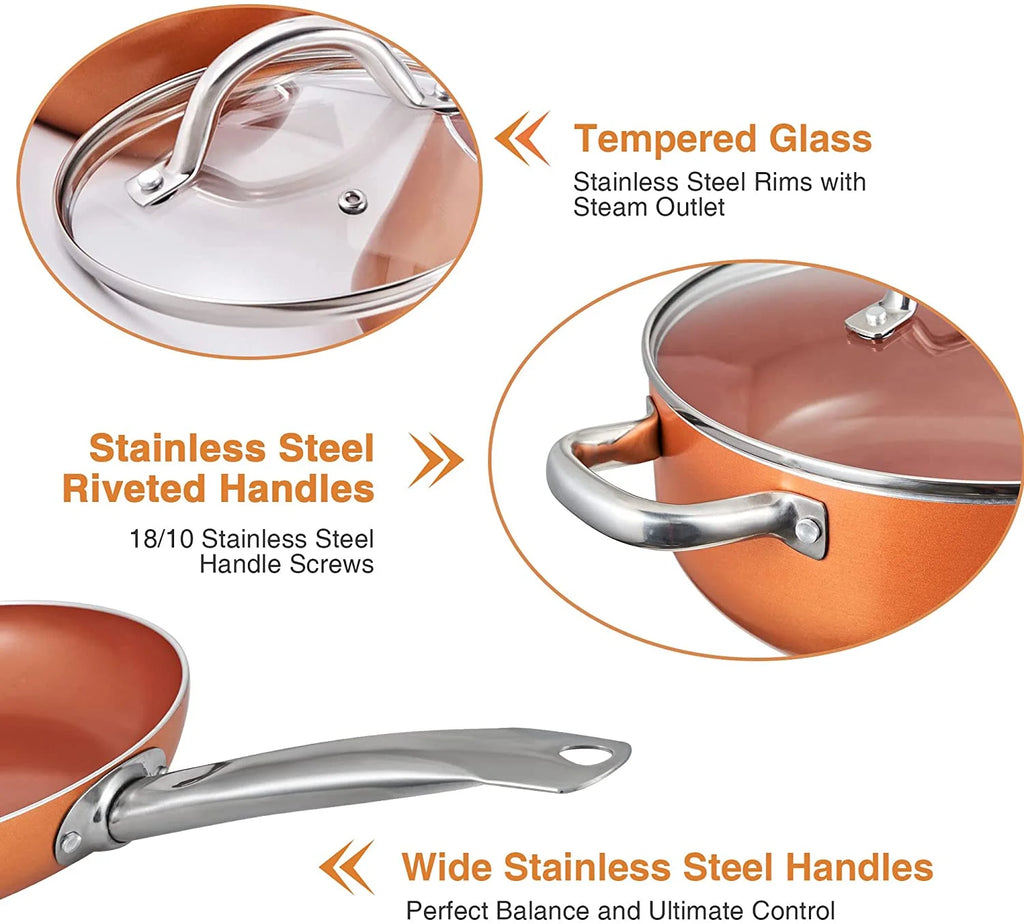 Nonstick Copper 5 Piece Aluminum Cookware Set C7898