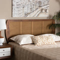 Ash Walnut Full Wood Rattan Headboard F136350