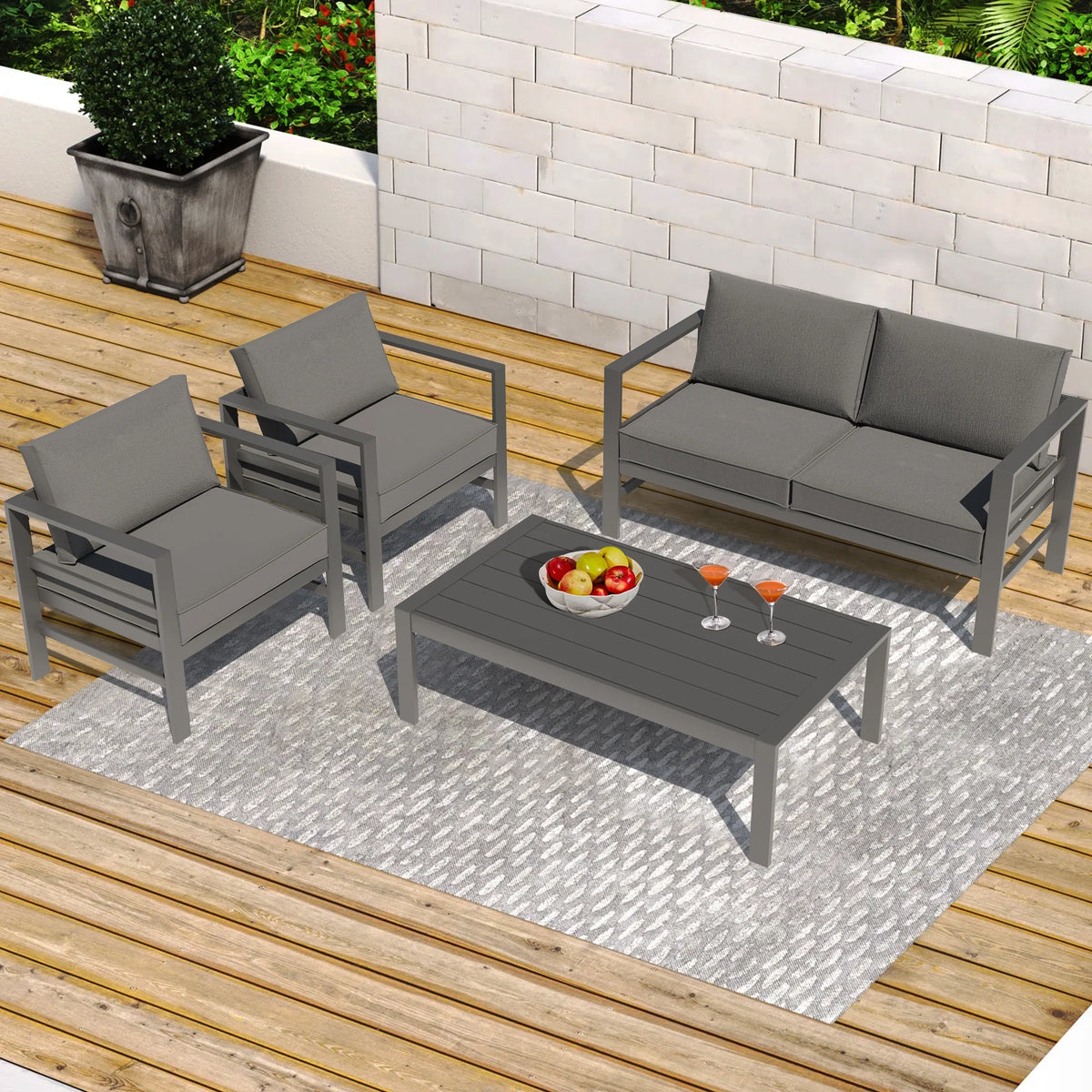 Cast Aluminum 4 Pieces Patio Furniture Set M1301