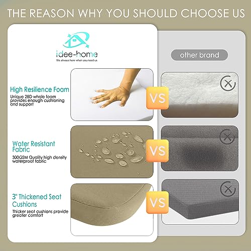 Outdoor Chair Cushions Set of 4, 17" x 17" x 3" Thick D-Shaped Waterproof with Ties H86990