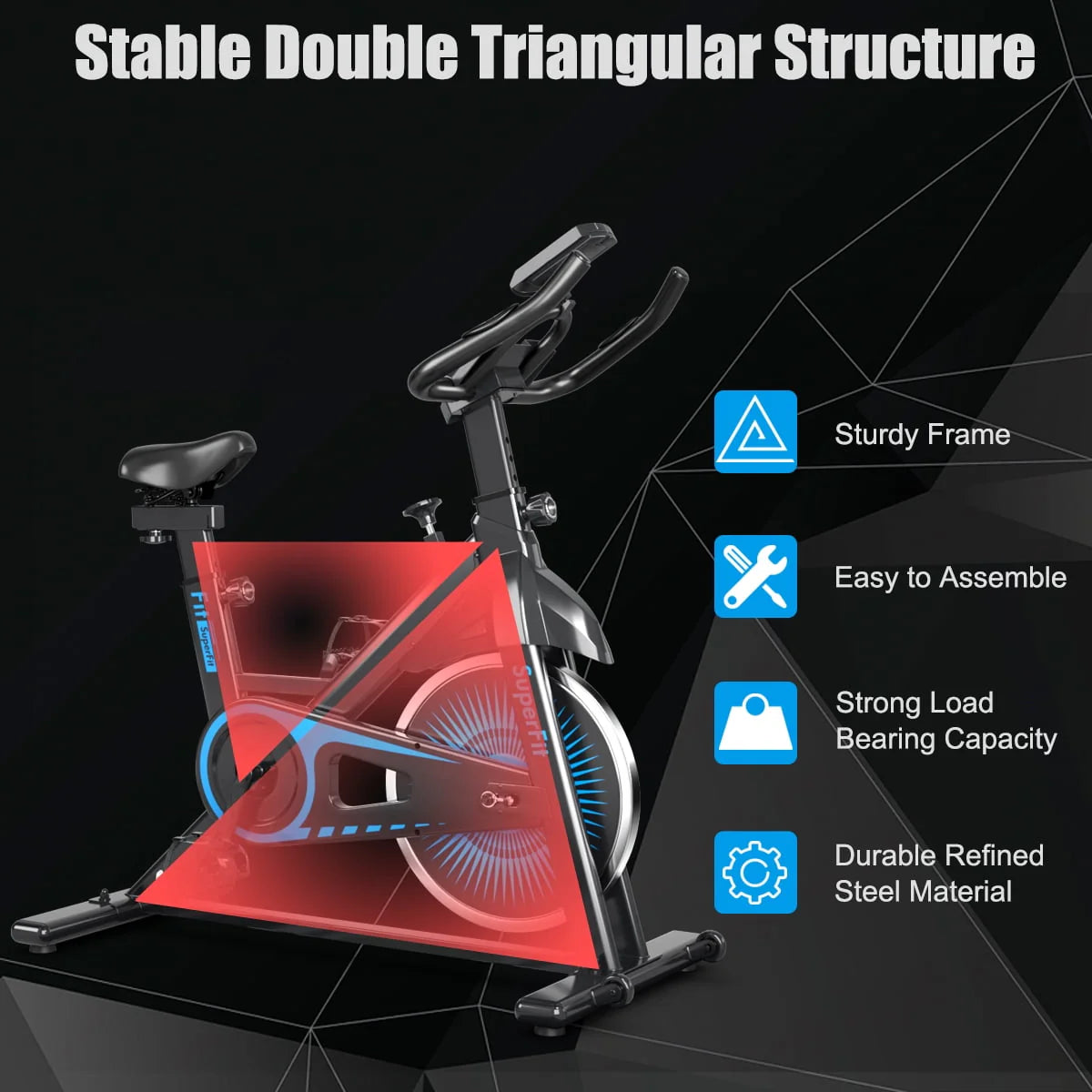 Indoor Cycling Stationary Bike Belt Drive Adjustable Resistance F75368