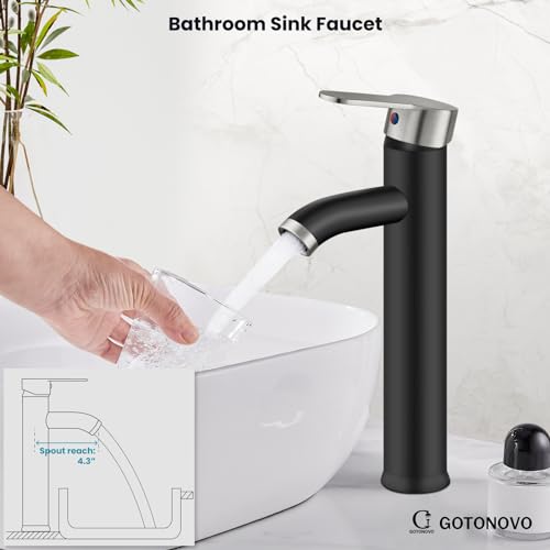 Matte Black Single Handle Vessel Sink Faucet with Pop Up Drain Q2818