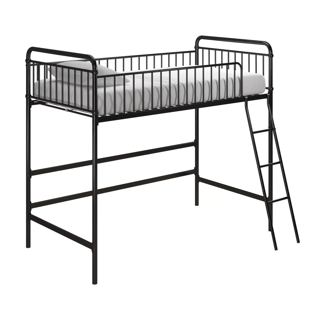 Black Twin Metal Loft Bed S73242