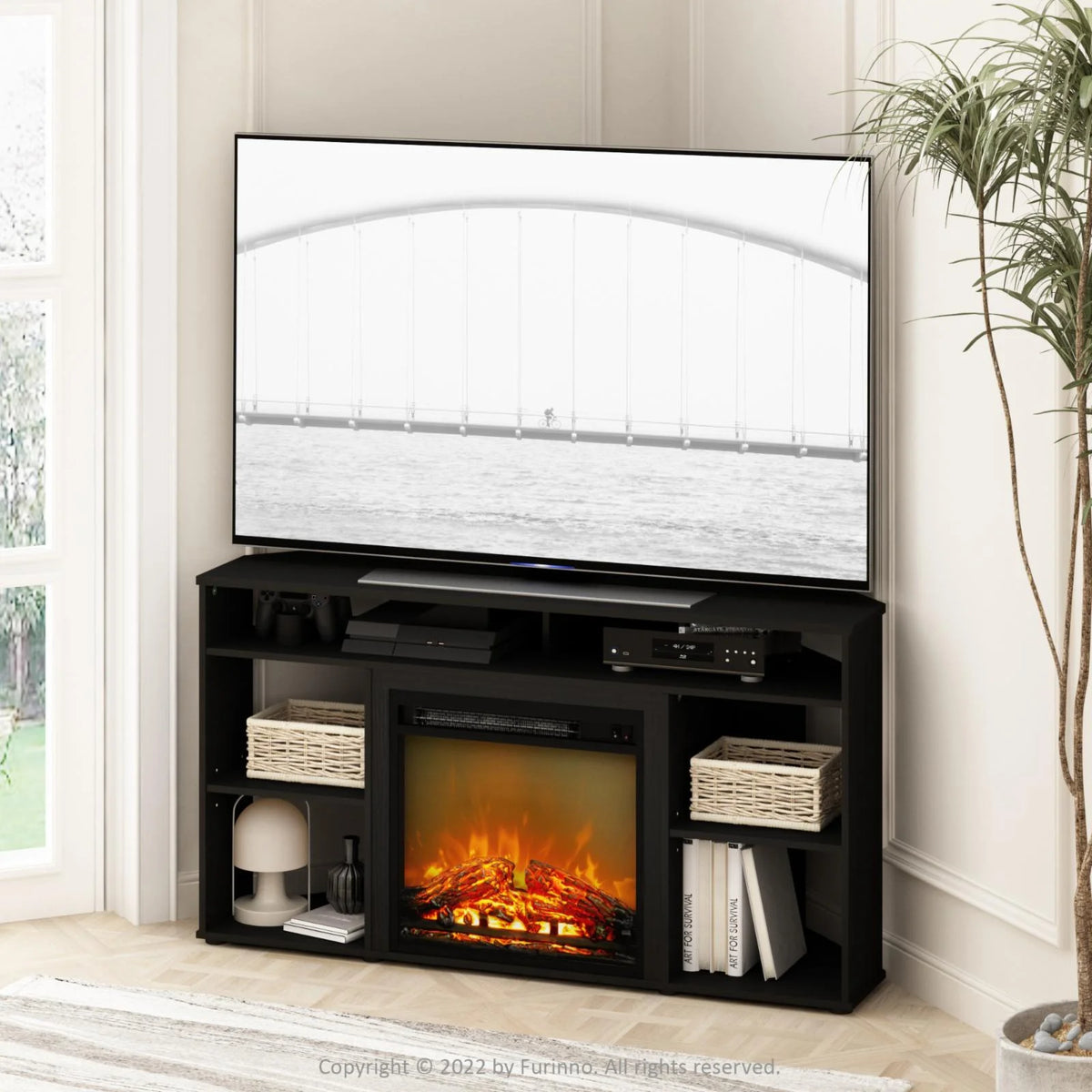 Corner TV Stand with Fireplace E489