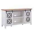 Mid-Century Wood 58" White and Golden Oak TV Stand X988