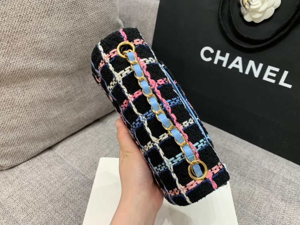 Navy Tweed Mini Rectangular Flap Bag F4995