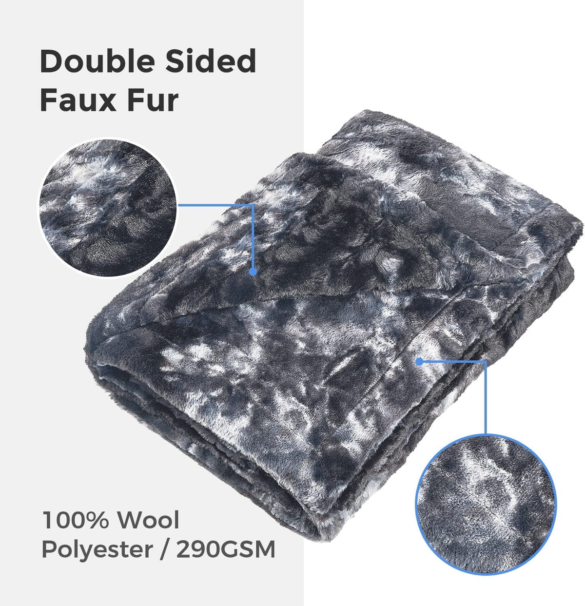 Oversized Soft Fuzzy Faux Fur Sherpa Throw Blanket 60''x80'' Gray O515821