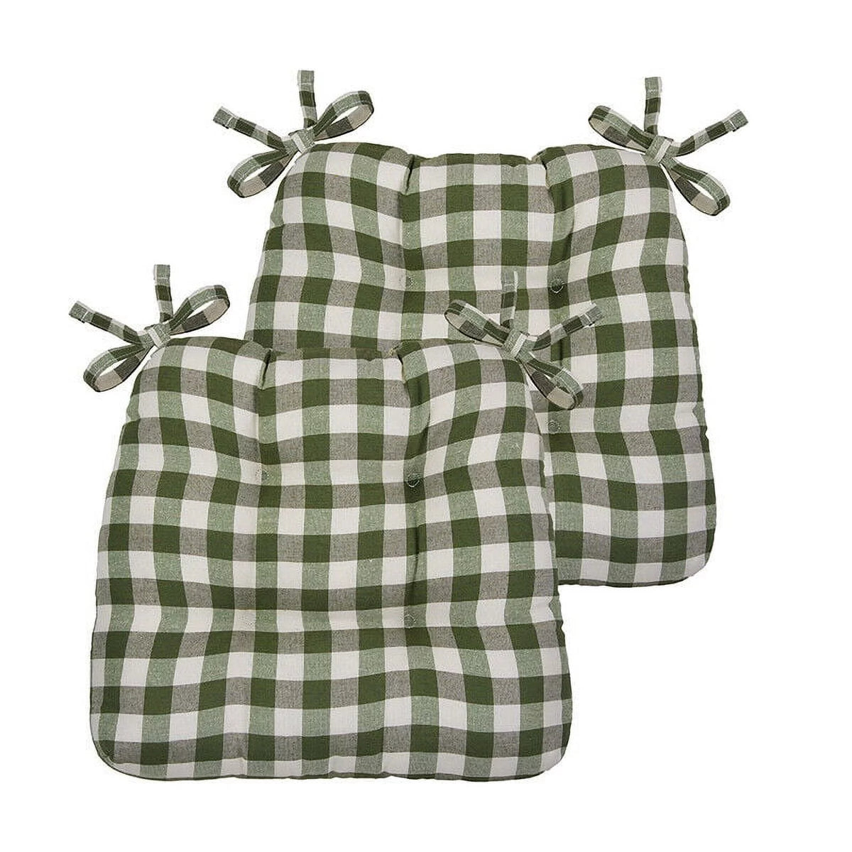 2 Pack Plaid Chair Cushions with Ties V357995