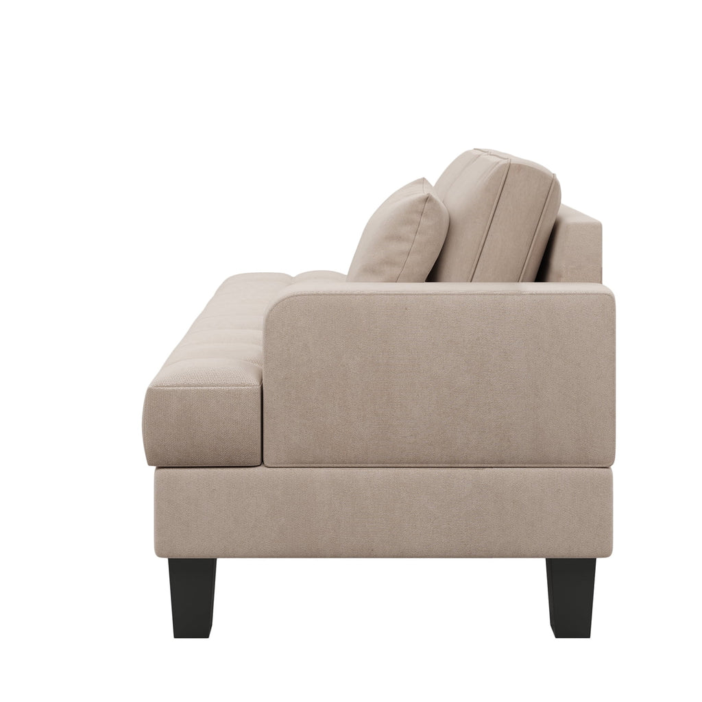 Warm Grey Tufted Chaise Lounge with Toss Pillow N760830