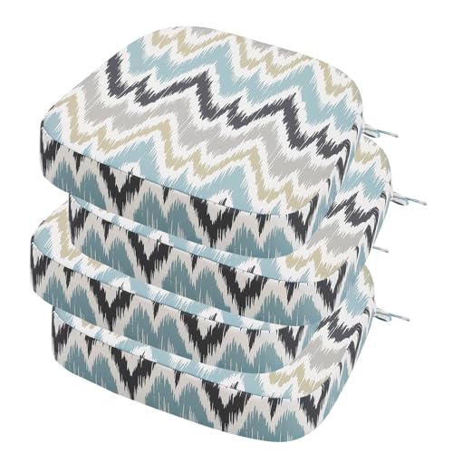 Outdoor Chair Cushions Set of 4, 17" x 17" x 3" Thick D-Shaped Waterproof with Ties H86990