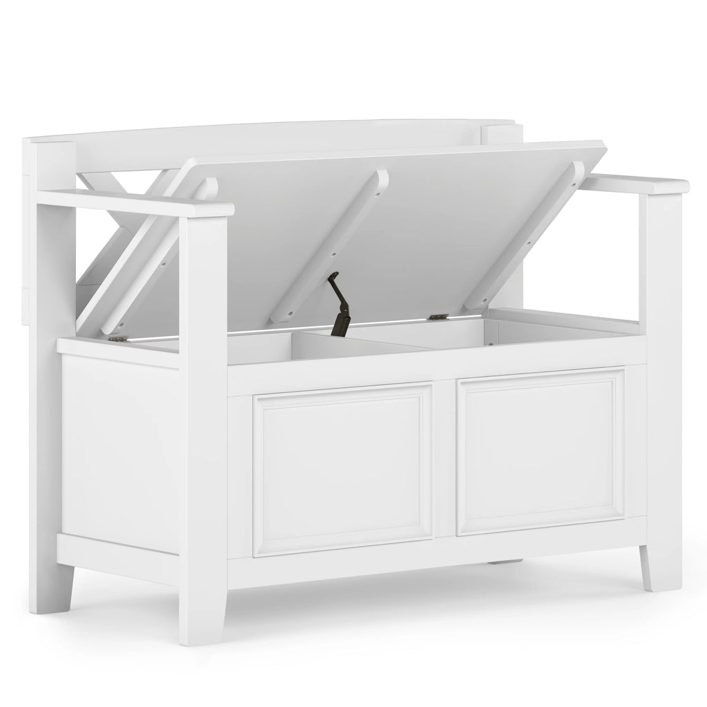 White Solid Wood 36 Inch Storage Bench T150
