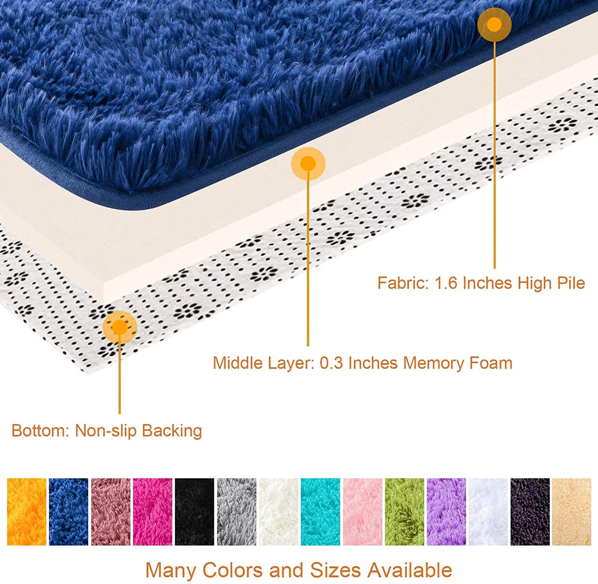 Super Soft Shaggy Area Rug 5'x8' Indigo C66021