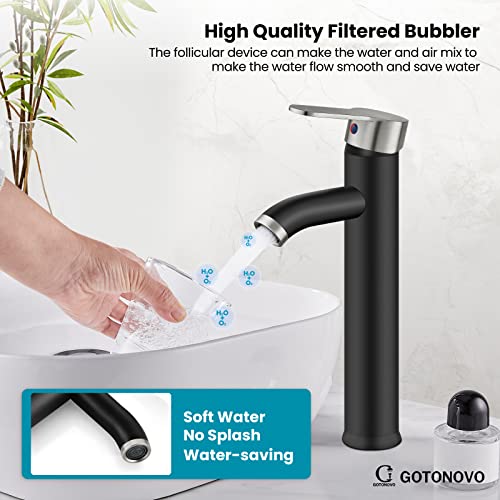 Matte Black Single Handle Vessel Sink Faucet with Pop Up Drain Q2818