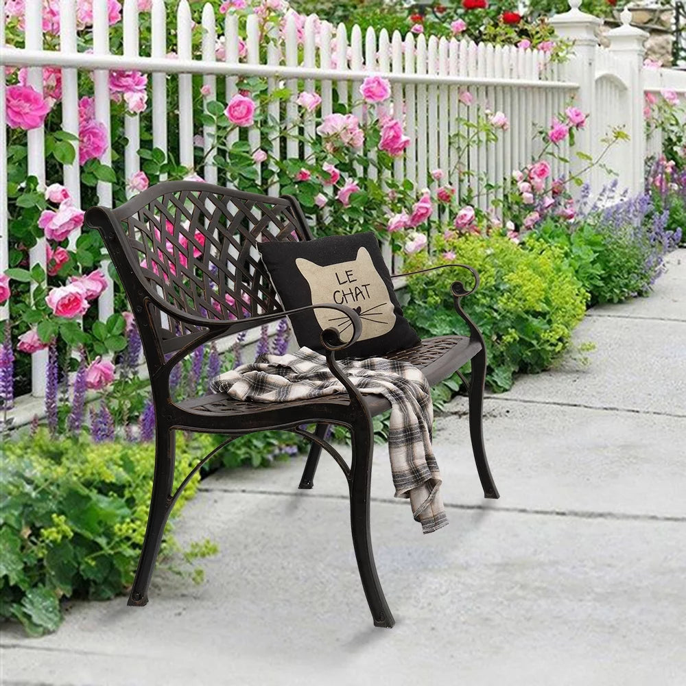 40.5" Aluminum Cast Iron Outdoor Garden Bench I69750