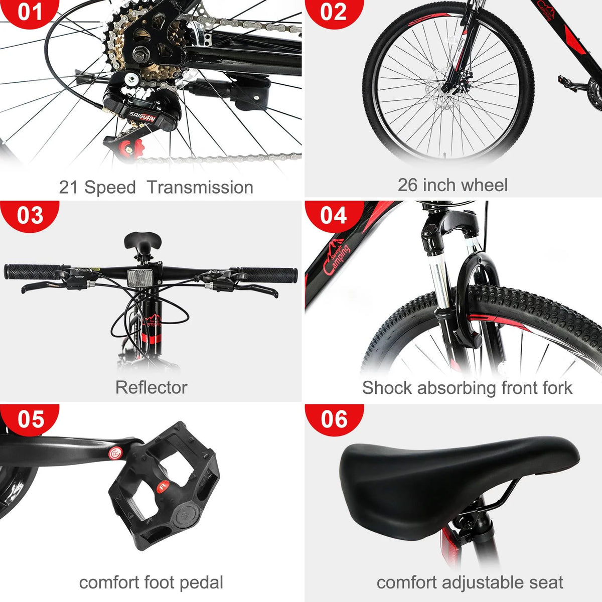 21-Speed Red/Black Mountain Bike H8468