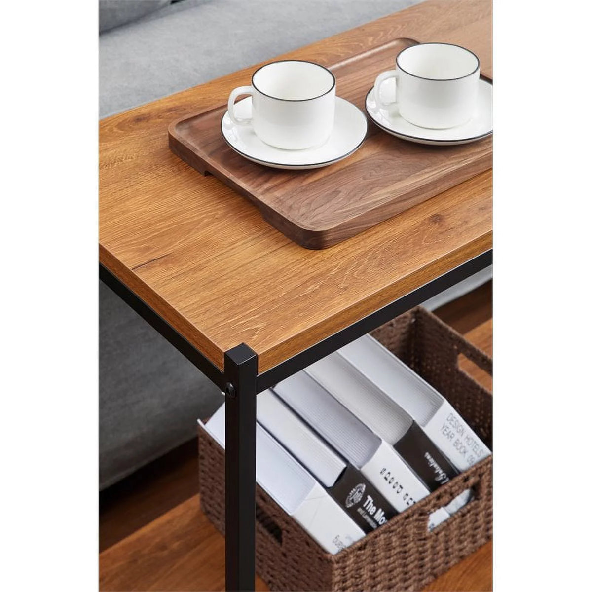 Oak Wood Console Table with Storage Shelf K235