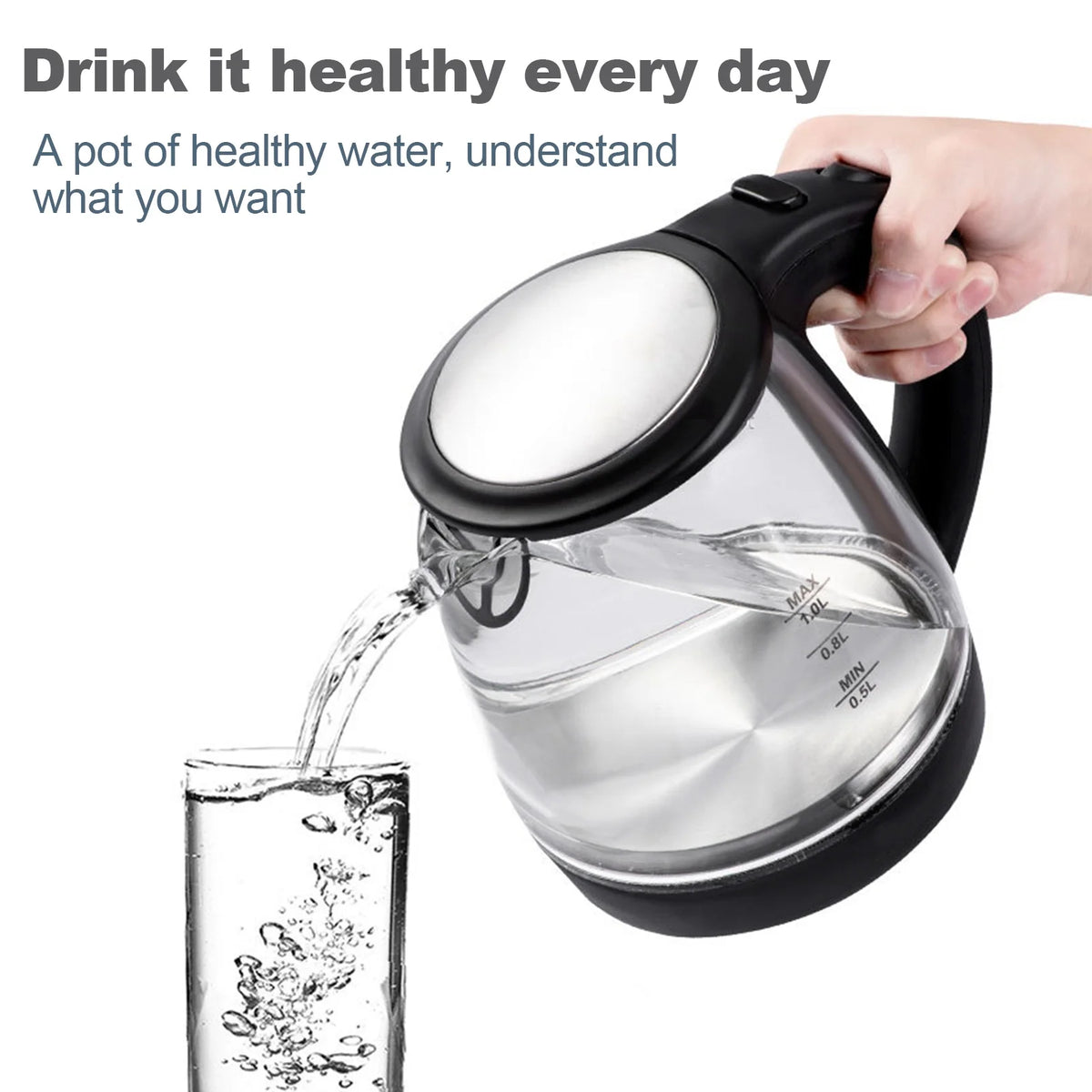 1000W High Borosilicate Glass Electric Kettle U876126