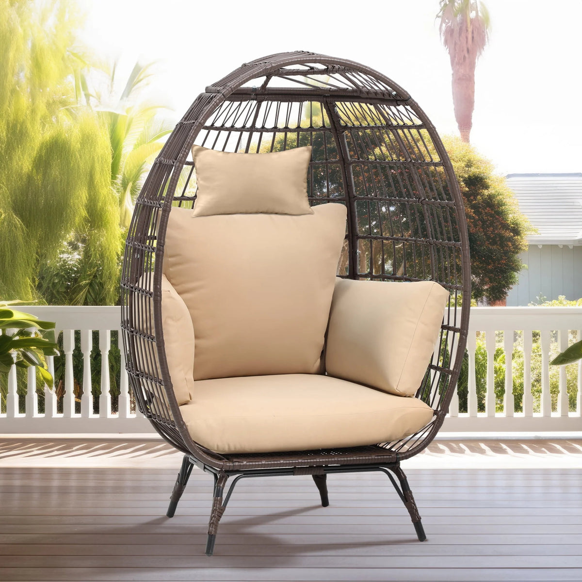 Egg Chair with Cushion Wicker PE Rattan B431868