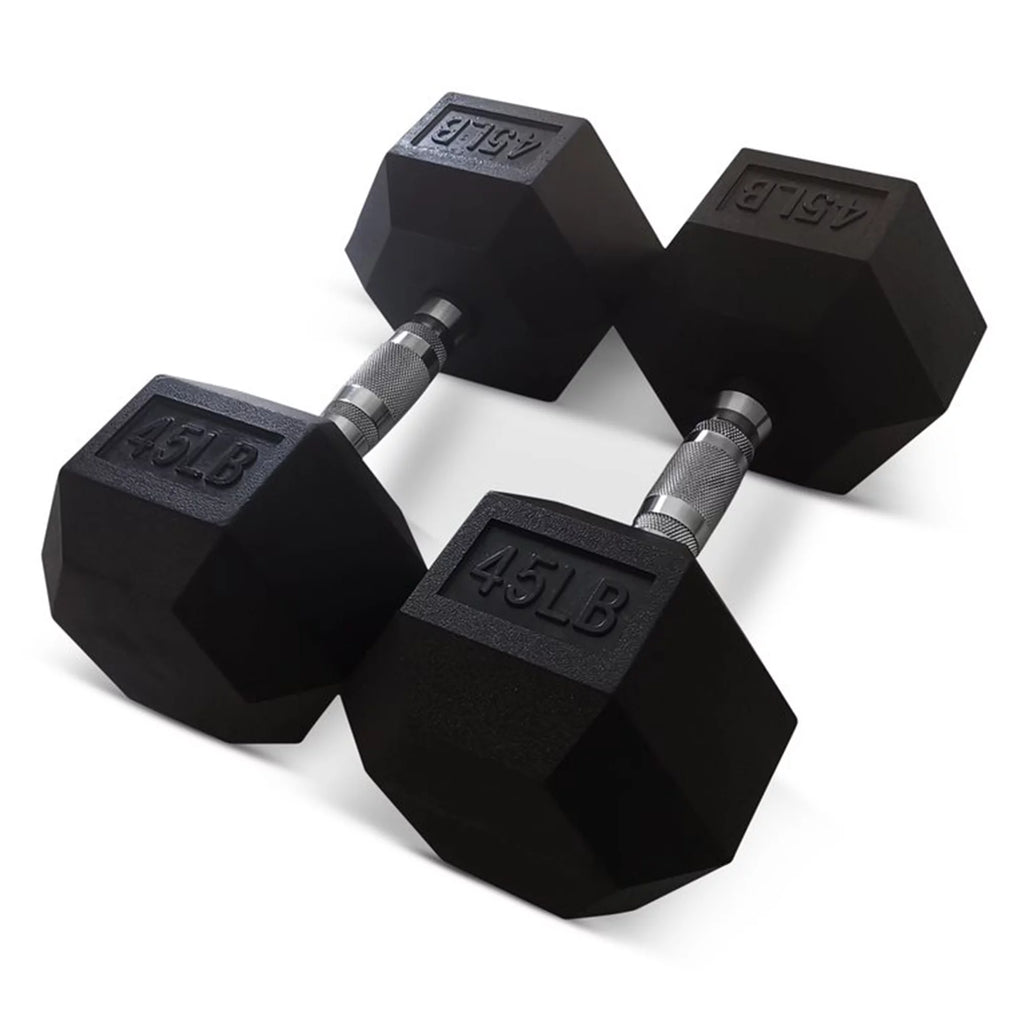45 Pounds Hexagonal Cast Iron Dumbbell Pair X7858