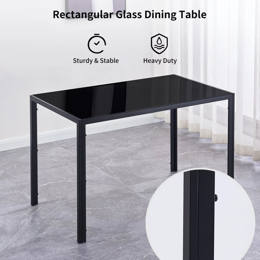 5 Piece Glass Dining Table Set with 4 Velvet Chairs E221470
